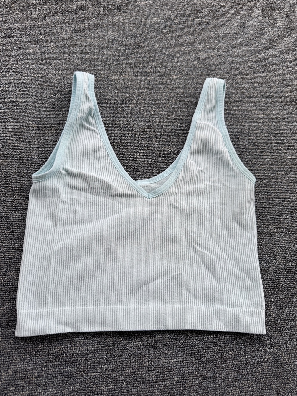 Colsie Pale Blue Ribbed V-Neck Crop Tank
